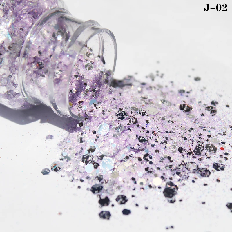 3D mirror silver nail art mermaid glitter hexagon paillette sequins flakes sparkling pigment powder manicure decoration tips