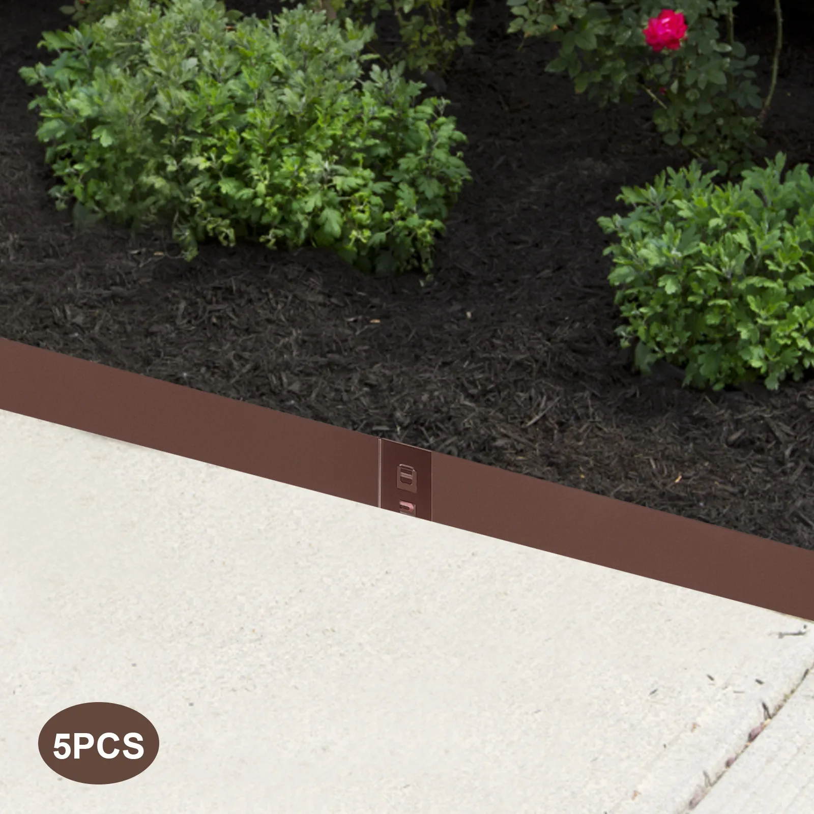 Bymaocar 5PCS Metal T-shaped Brown Landscape Edging Flexible and Bendable Border Brown Lawn Edge DIY Decor for Garden Yard Path