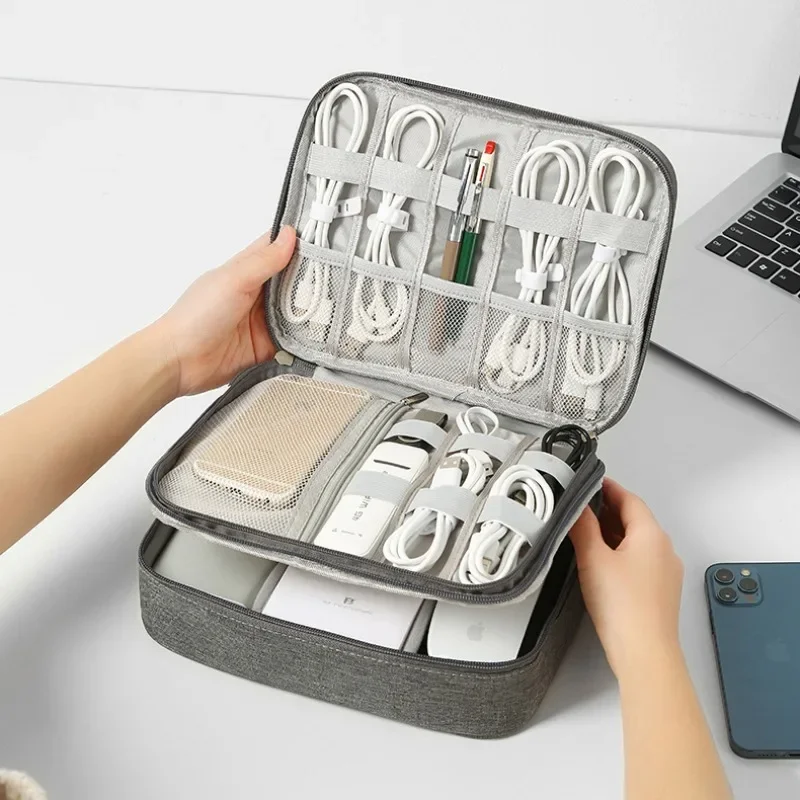Compact Waterproof Travel Cable Organizer - Portable USB Charger and Storage Solution