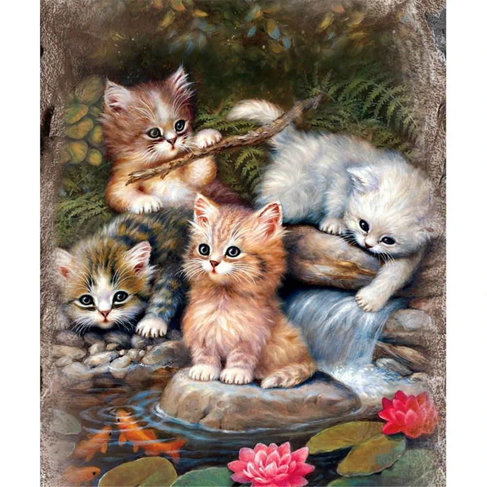 Animal Cat DIY Embroidery Cross Stitch 11CT Kits Needlework Craft Set Printed Canvas Cotton Thread Home Decoration Design cross stitch kit