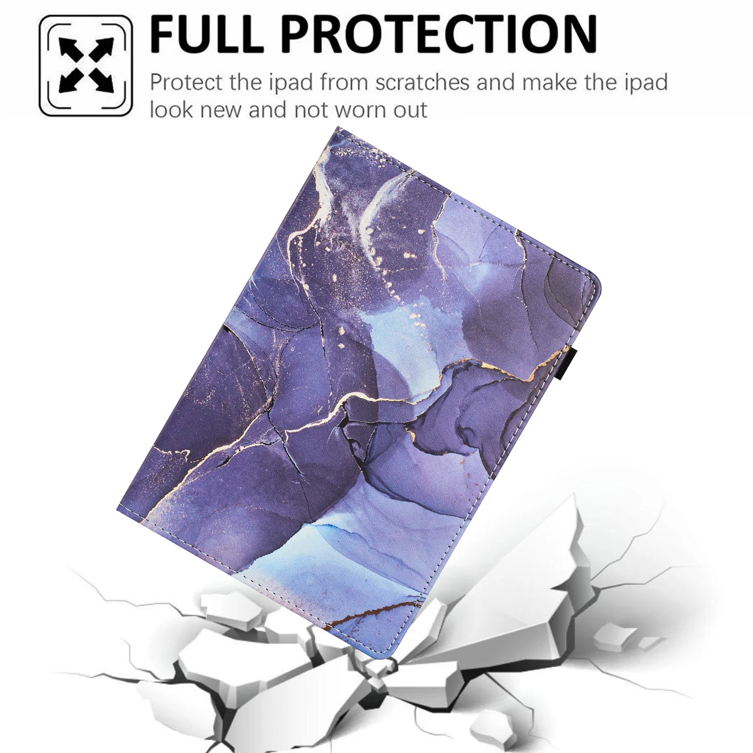 Galactic Marble Pattern PU Leather Tablet Case with Pencil Holder, 11-Inch