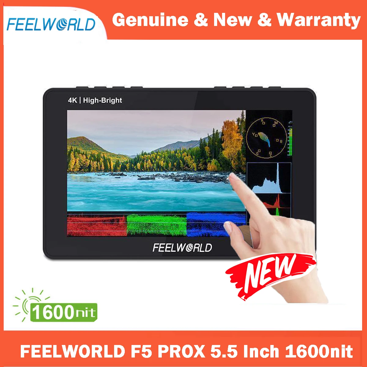 FEELWORLD F5 PRO X 5.5 Inch 1600nit High Bright Touch Screen DSLR Camera Field Monitor 4K HDMI