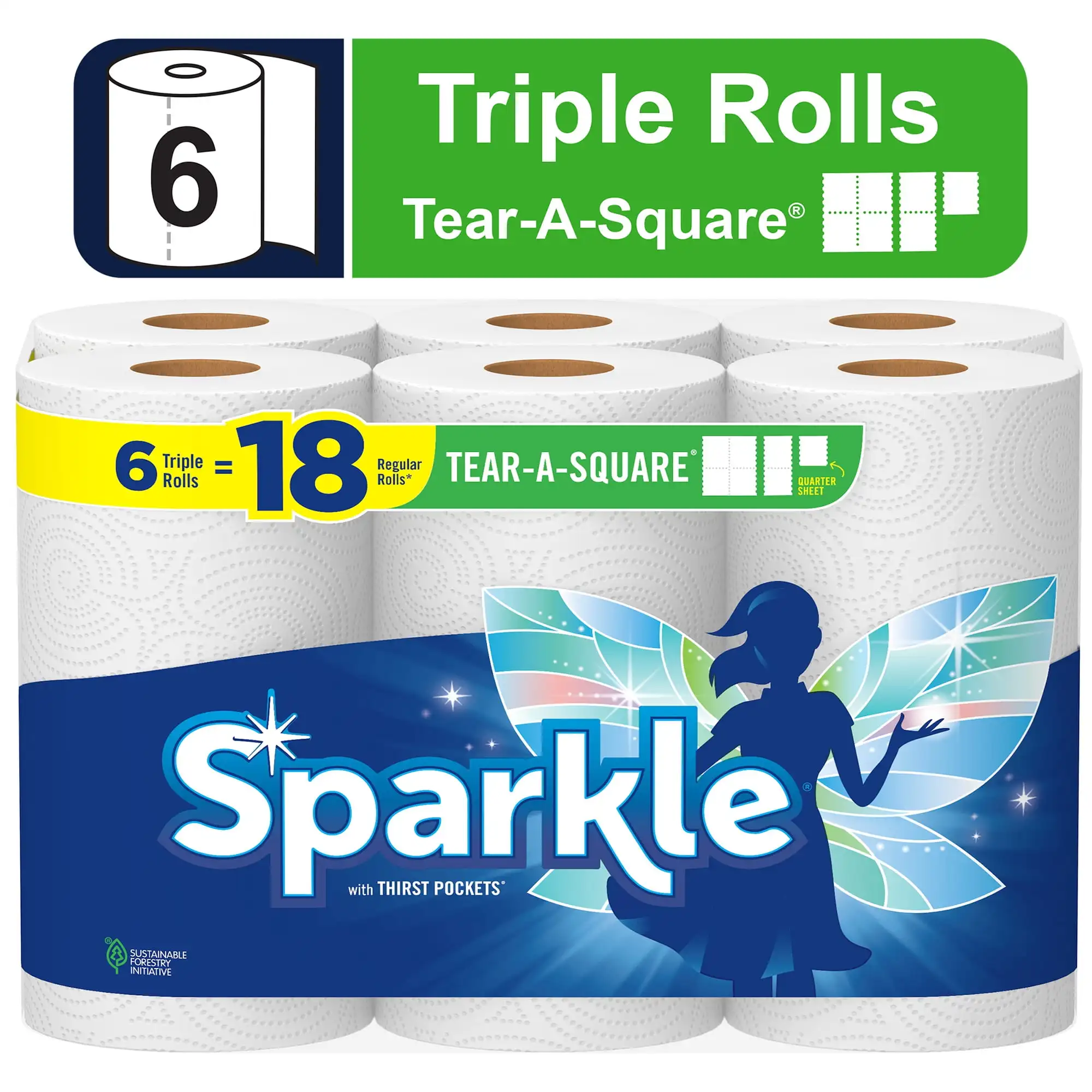 Tear-A-Square Paper Towels 6 Triple Rolls Soft Environmentally Friendly and Portable Can Be Assured To Buy Affordable