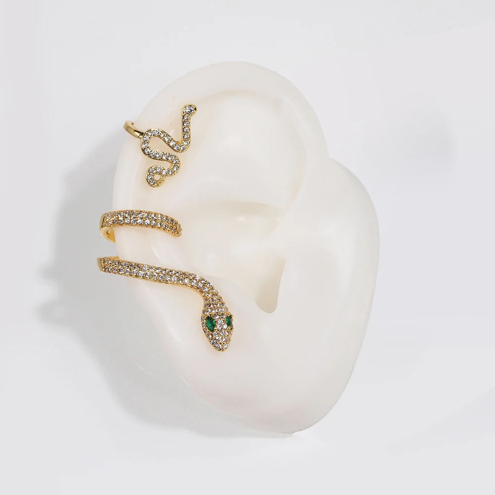 18K Gold Plated Snake Earrings for Women Girls Goth Siliver Statement Earring Ear Cuff Clip Vintage Jewelry Sets Gift