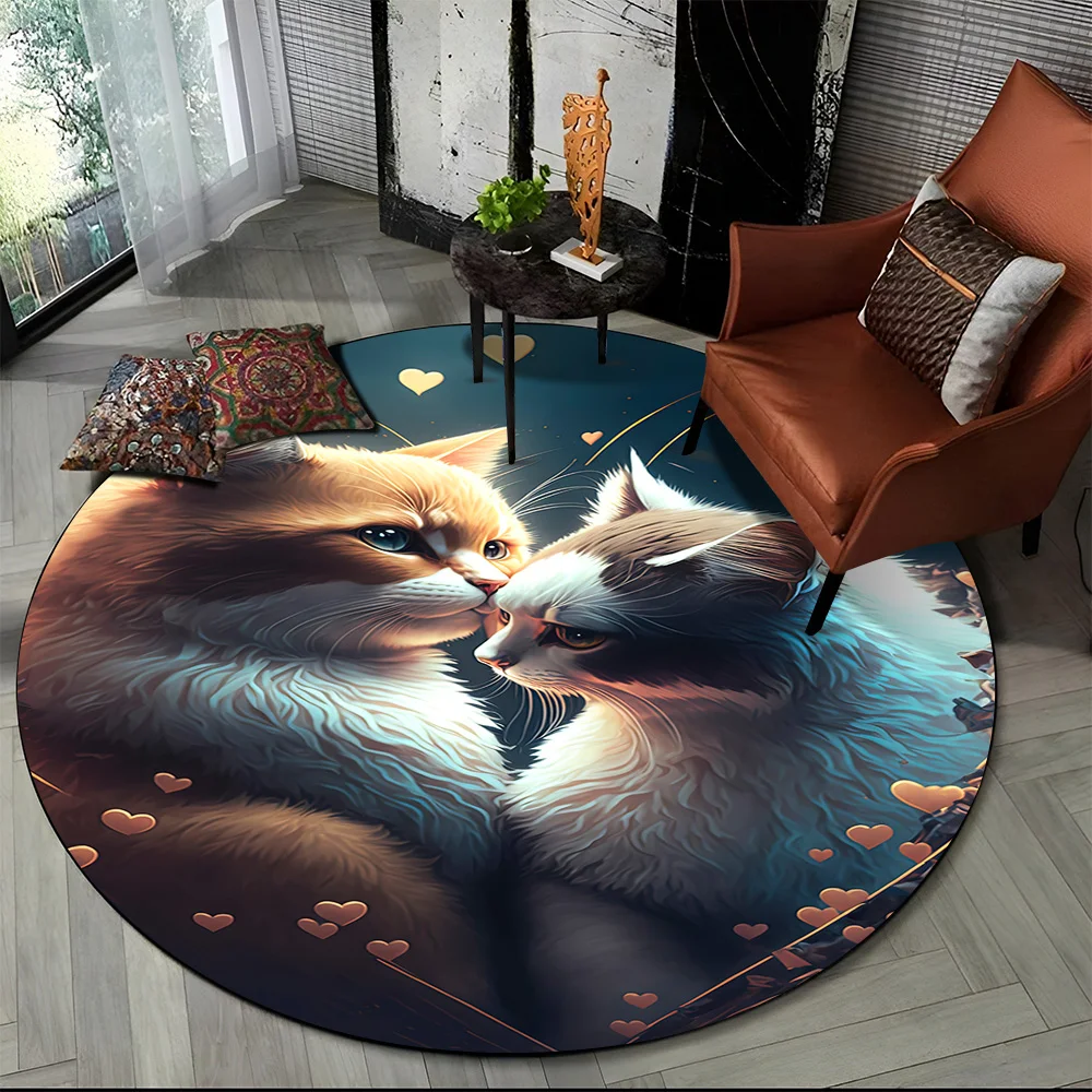 Tapete redondo 3D gato persa, tapete para sala de estar, quarto, decoração de sala de jogos infantil, tapete antiderrapante para animais de estimação, desenho animado de trapo, fofo 26 Sc163b40d631d488194fc5e355cbb6861Y