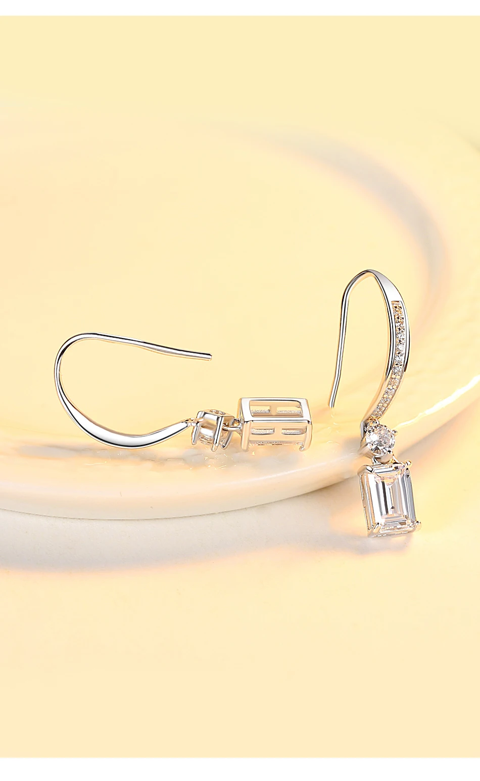 Orecchini a cerchio quadrati in argento sterling CZ per donne Accessori di tendenza per ganci per le orecchie di fidanzamento di nozze pregiati_voghion.com