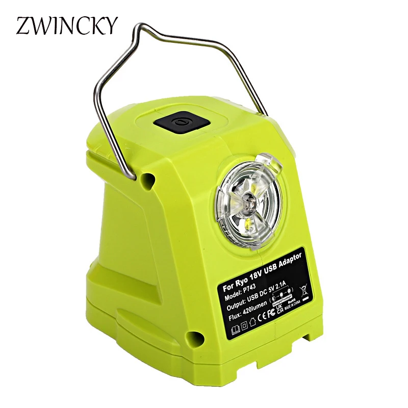 RYOBI 14.4V-18V 리튬 이온 배터리용 LED 작업등, Ryobi 휴대용 스포트라이트 전동 공구 부품, 듀얼 USB 컨버터 어댑터, 9W