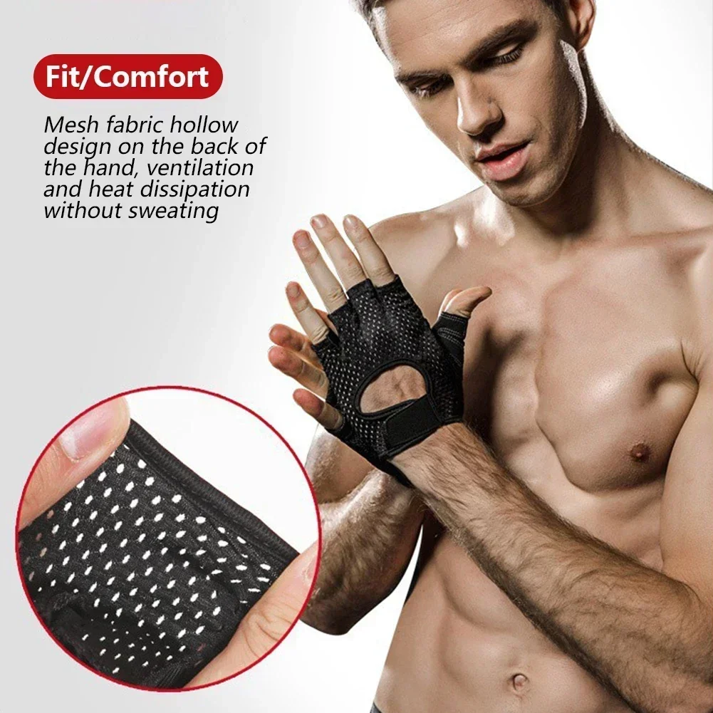 Summer Fitness Gloves Gym Weightlifting Cycling Yoga Bodybuilding Training Thin Breathable Non-slip Half Finger Cycling Gloves