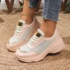 New Heel Mesh Sports Shoes Sneakers Women's Breathable Lace-up Platform Sneakers Splicing Lace Up Outdoor Vulcanized Shoes 2