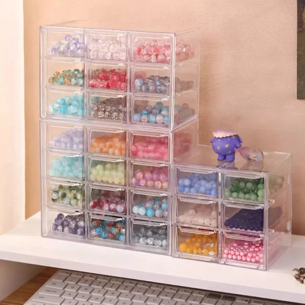 Acrylic Large Capacity Drawer Transparent Divided Beaded Storage Box DIY Handmade Jewelry Display Box