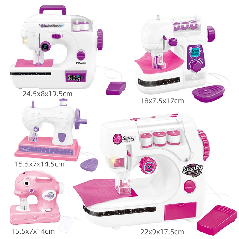 Children's USB Plug Electric Play House Sewing Machine Girl DIY Handmade Tailor Small Household Appliance Set Toys