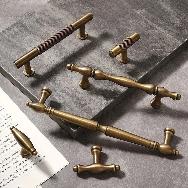 โบราณลิ้นชักตู้ดึงยาวทองเหลืองตู้จับตู้ลิ้นชักดึงอุปกรณ์ครัวเฟอร์นิเจอร์ 1