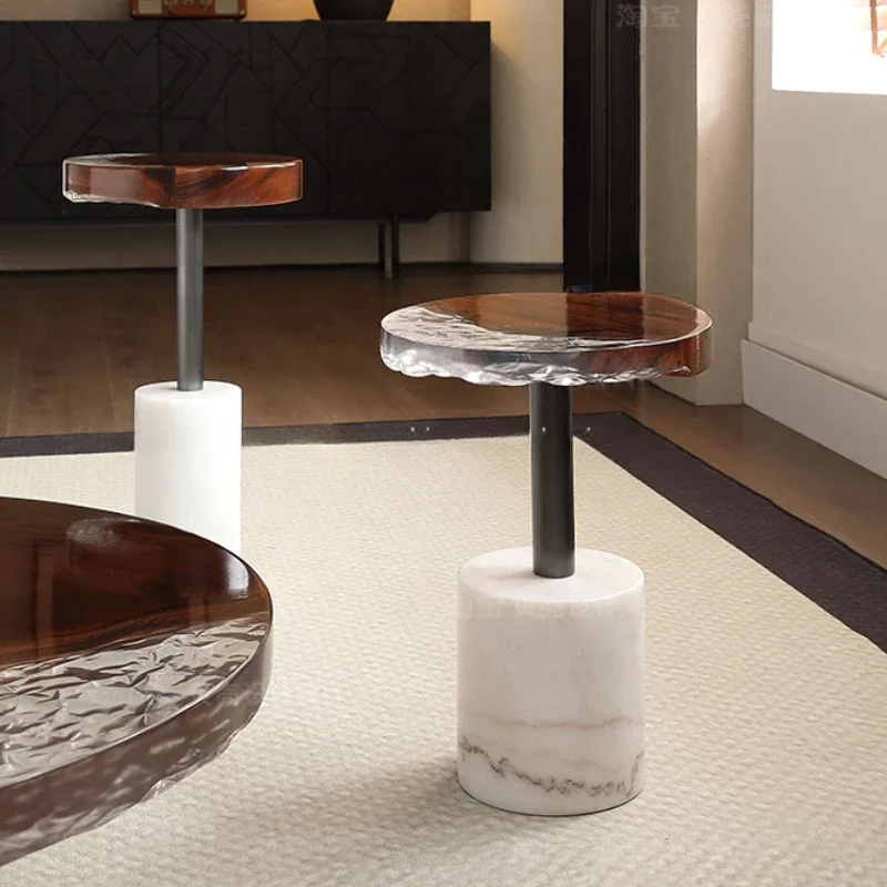 Epoxy Design Coffee Table Modern Centerpiece Marble Center Living Room Side Table Small Round Luxury Stolik Kawowy Furniture 4