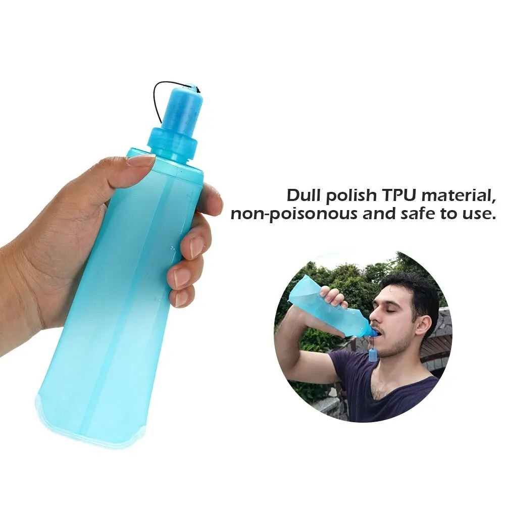 Folding water bottle TPU folding soft 250/500ML outdoor sports foldable bag running camping hiking