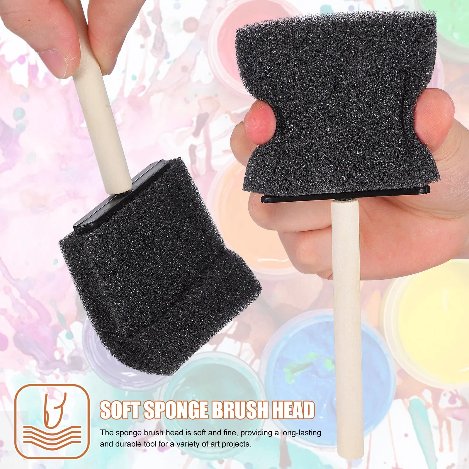 16Pcs 어린이 낙서 스폰지 브러쉬 휴대용 스폰지 그림 도구 어린이를위한 DIY 공예 드로잉 용품 페인트 브러쉬