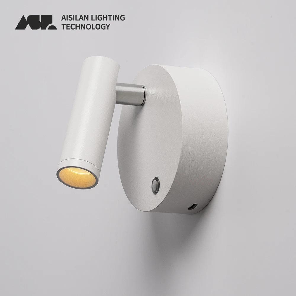 Aisilan LED Dimmable Wall Lamp 3W USB Recharge Wireless 340°Rotate Wall Mounted Spotlight For Bedside Night Light Corridor