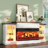 70" Electric Fireplace with Mantel, 3-Sided Fireplace TV Stand, Entertainment Center with Adjustable Shelves & LED Light 1