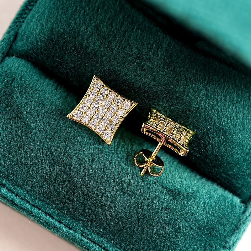 Rrjzz Mode 14 k Gold Überzogene Frauen Männer Stud Ohrring Casual CZ Simulierte Diamant Ohr Stud für Party Trend Ohrringe 2025 schmuck – Detail 8