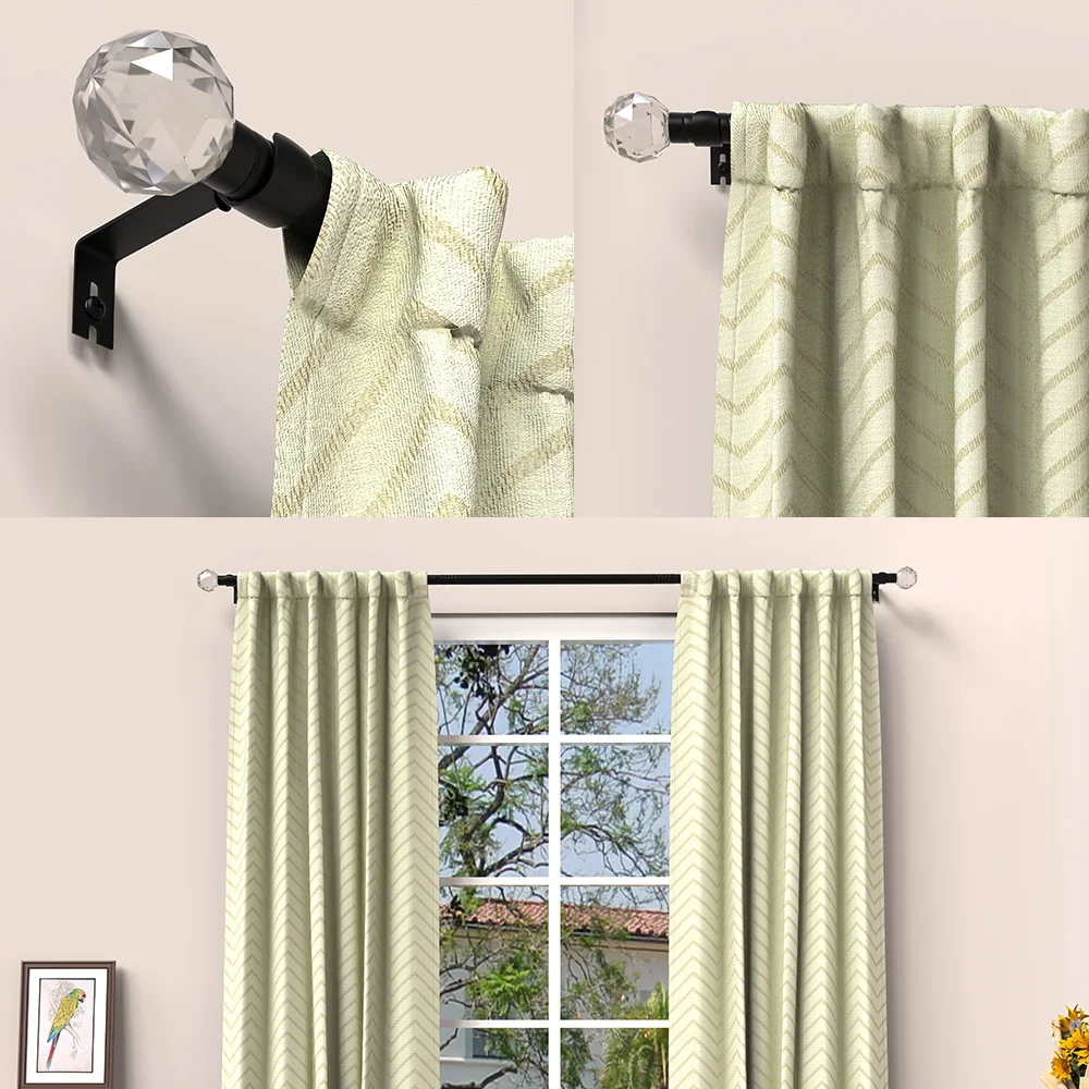 Home Decoration, 0.63inch Iron Spliced Black Curtain Rods/Roman Rods,  Transparent Crystal Style Decorative Head Curtain Rods, Curtain Rod Bracket  Set, Easy to Install, Can Be Installed on the Wall or Hung, Sturdy, image size:1000x1000