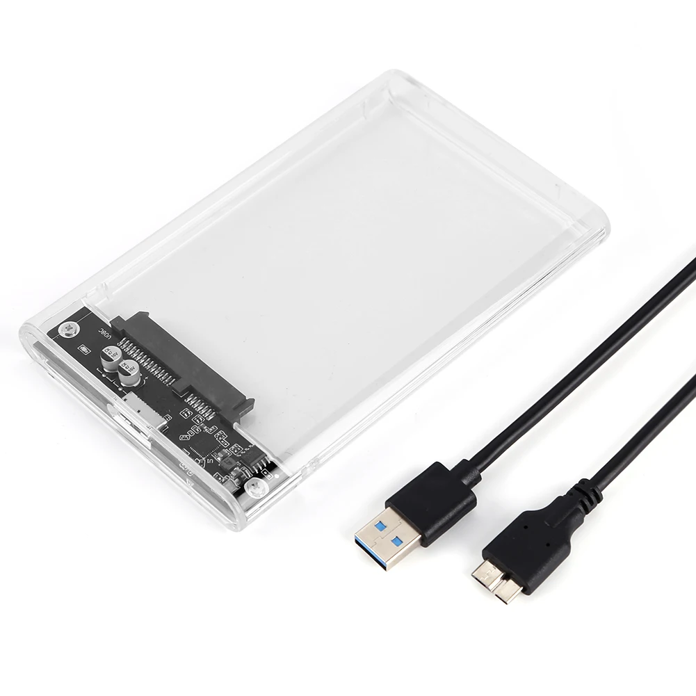 USB 3.0 HDD 인클로저, 2.5 인치 SATA SSD 하드 드라이브 케이스, 외부 상자 (클리어)