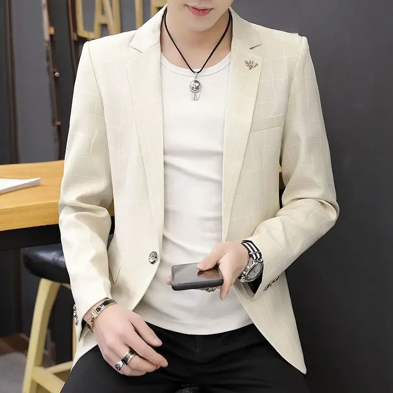 Party Linen Gray Men's Suit Jackets Single Breasted Coat Male Blazer Summer New in Simple Clothing Fashion 2024 Casual Classic 4