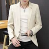 Party Linen Gray Men's Suit Jackets Single Breasted Coat Male Blazer Summer New in Simple Clothing Fashion 2024 Casual Classic 4