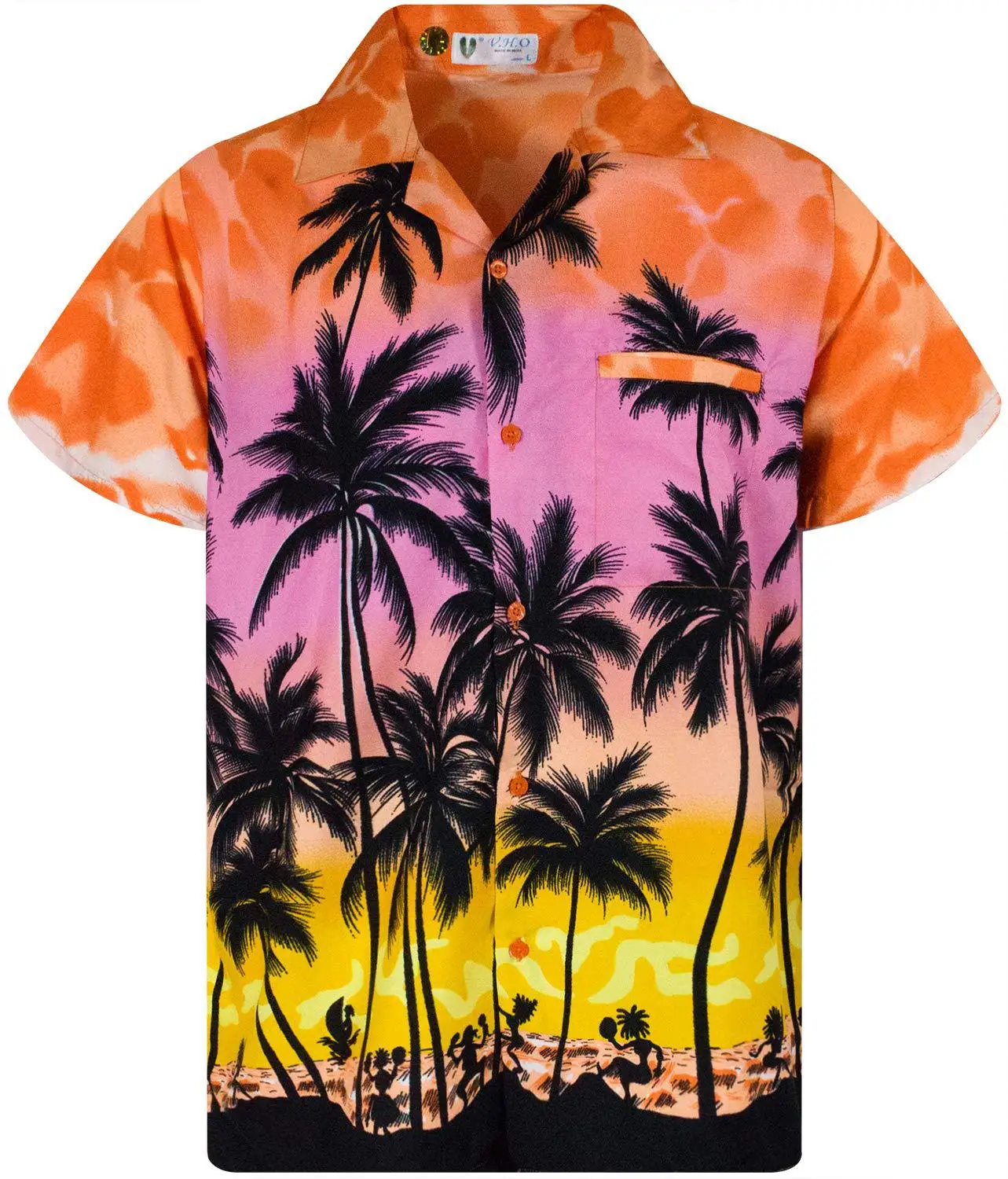 

Рубашка мужская с кокосовым деревом, модная повседневная Пляжная блуза свободного покроя, гавайский принт, с коротким рукавом, лето