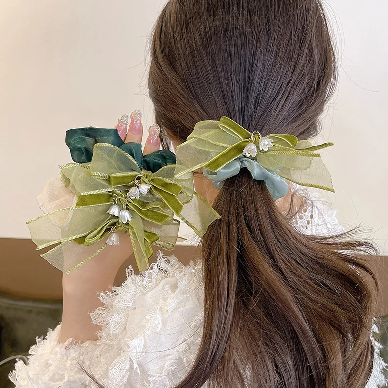 

Butterfly Knot Bell Orchid Hair Circle Flower Headband Girl's Light Luxury Hair Accessories for Girls Rubber Bands for Hair Band