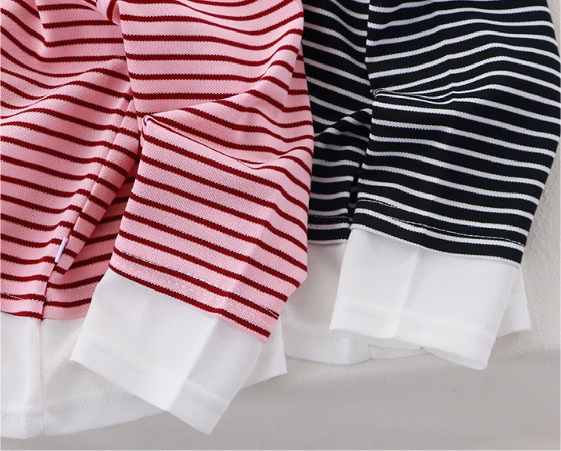 Kids Striped Long Sleeve Sweatshirt, Boys Girls Fake Two Piece Crew Neck Top, Children's Casual Loose Pullover for Spring Autumn