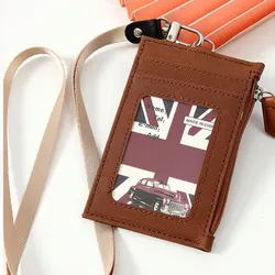 Sleek Faux Leather Card Holder with Lanyard - Washable & Compact Women's Accessory (Tan)