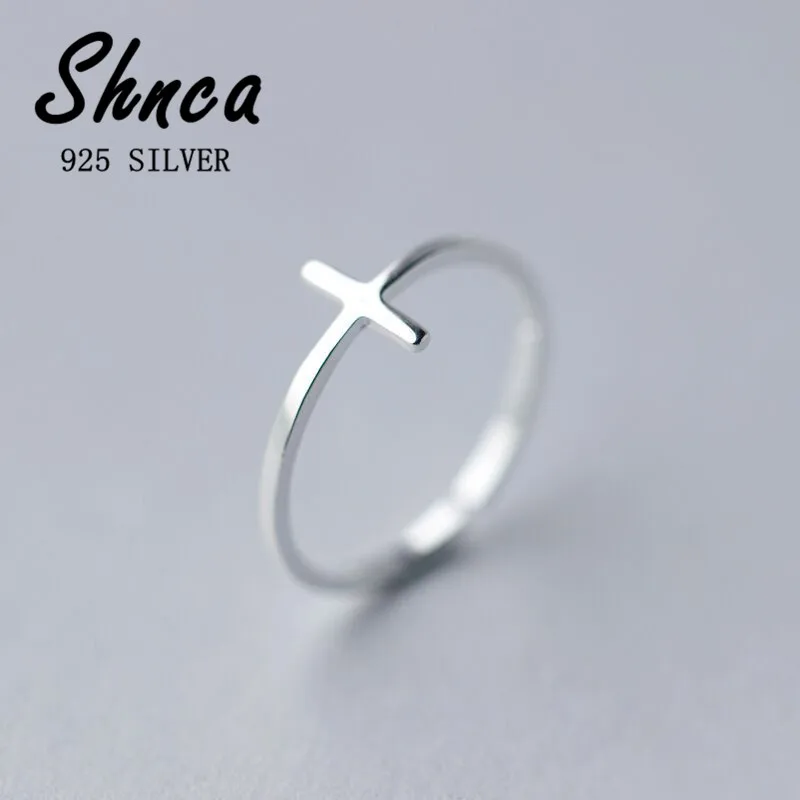 Silver Cross Ring 925 Sterling Silver Open Rings for Women Girl