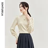 SENTUBILA Cotton Knit Slim Fit Pullovers Women 2025 Spring Hight Collar Pearl Chain Lanter Sleeve Elegant Tops Ladies 143H56768X 5