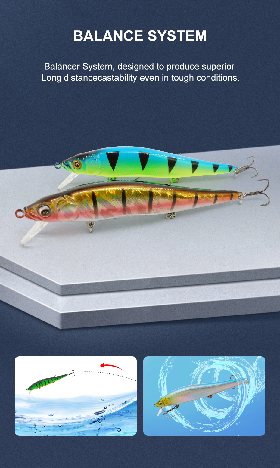 ESFISHING Wobbler Angelköder Jerkbait 11cm 15g 0-1,2m Professioneller Minnow Hardbait Peche Tackles Vibration – Detail 8