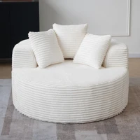 Sdorens Oversized Round Chair Lounge Chaise Cloud Boneless Large Circle Chair with Plush Fuax Fur Fluffy Modern Sleeper Sofa Bed 3