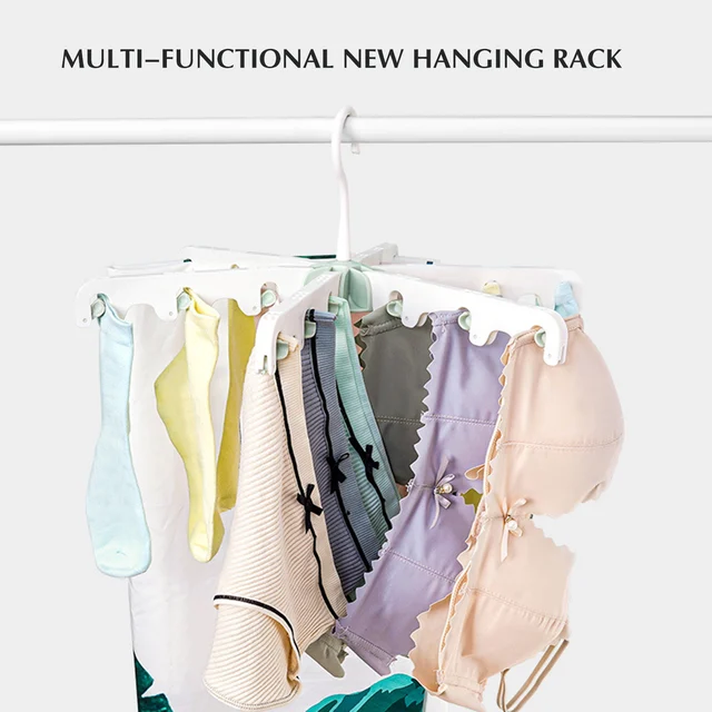 Utazás Hordozható, Összecsukható Függő Állvány Tartós Forgatható Fogas Klipekkel Szárító Törölközők Számára Babaruhák