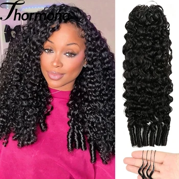 Extensioni per Capelli all'Uncinetto da Donna, 22 Pollici, Ricci Birmani, Pre-selezionate, con Nodi Invisibili Miracle, Effetto Piuma