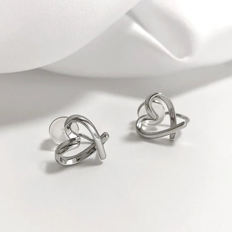 Fashion Painless Silicone Heart Earrings Women Simple Love Ear Clips Girls Korean No-Piercing Earrings Trendy Jewelry Gifts ear clip earrings clip earrings ear clip ear accessories