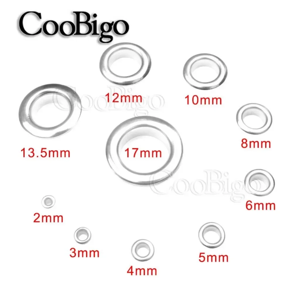 100sets Leather Grommet Round Eye Rings Metal Eyelet for Shoes Clothing Bag Belt DIY Leathercraft Accessories