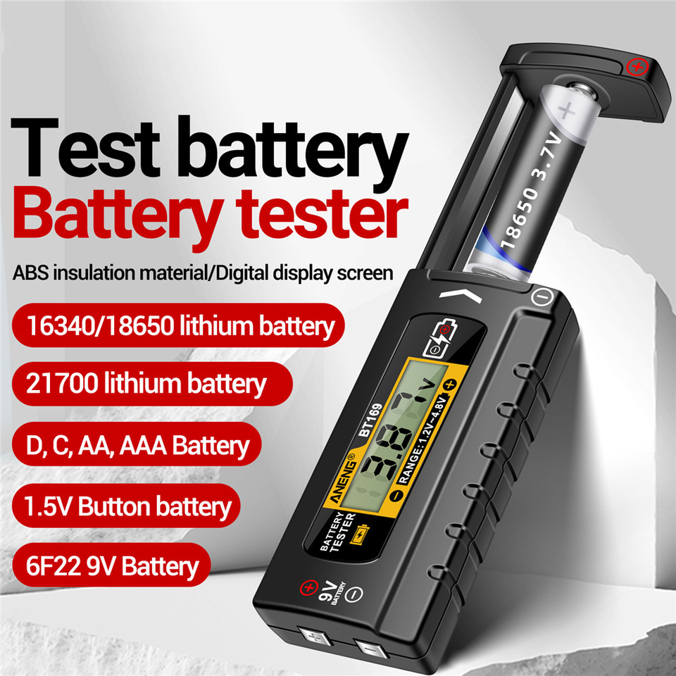 1Pcs BT169 Digital Battery Capacity Tester Detectors For AA AAA Button 18650 Cell Universal Household Battery Tester Tools