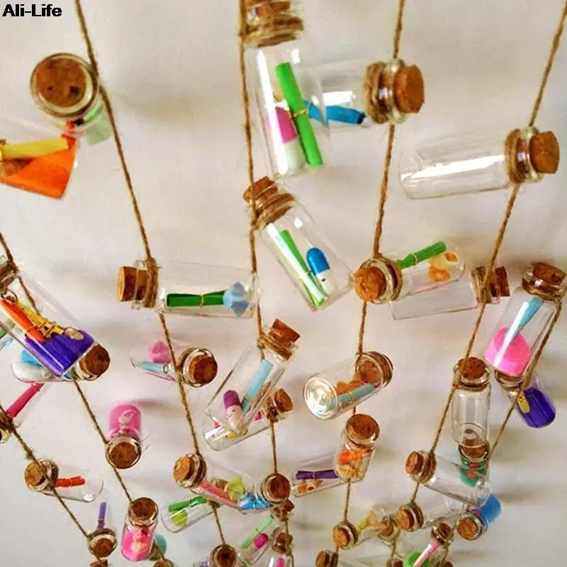 10PCS Mini Tiny  Glass Bottles with Cork Stopper Clear Bottle Vial Wedding Decoration Small Clear Cork Stopper Glass Bottles 3