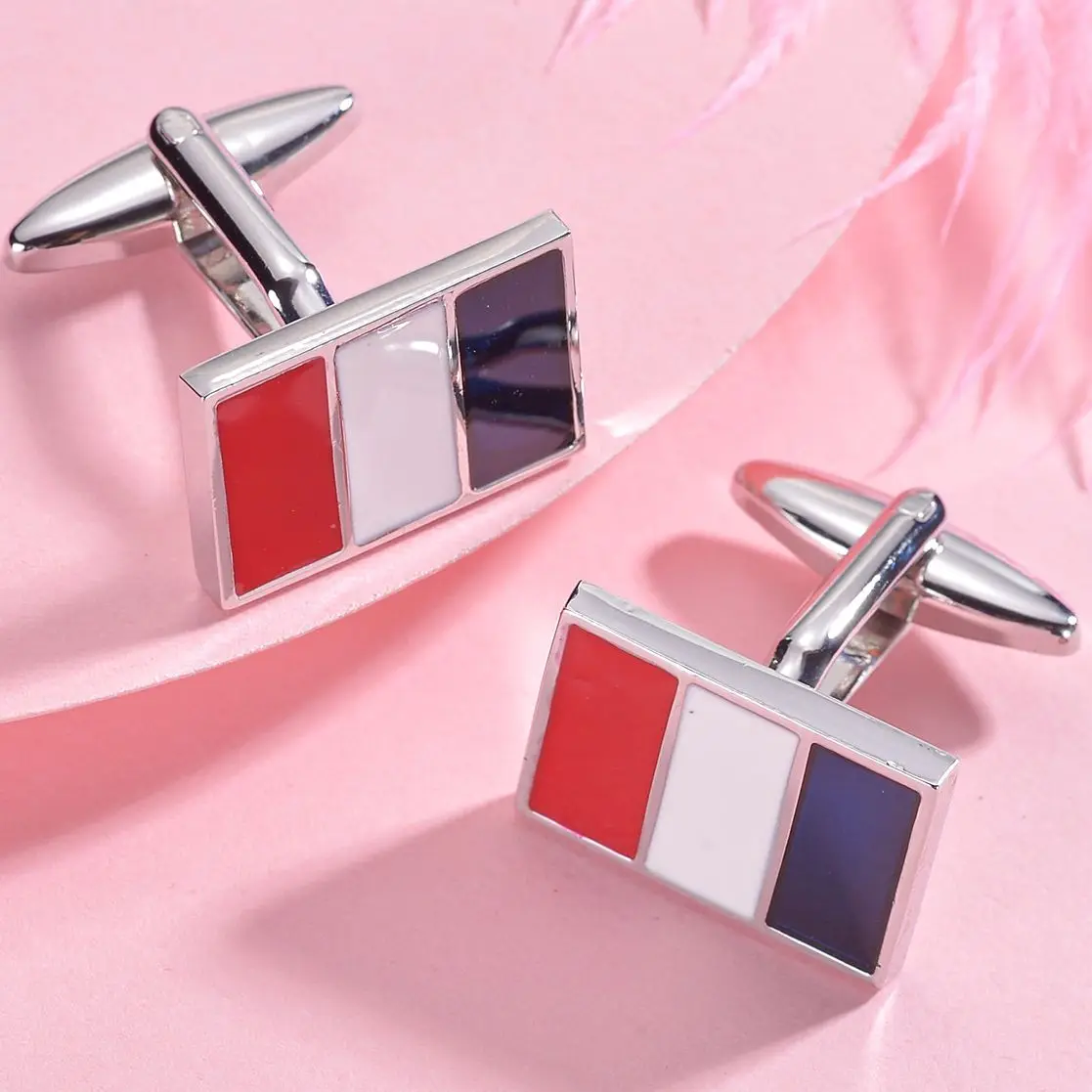 

High Quality Hot sale Novelty Men's Cufflinks Brand New Tricolor Cuff Links Wedding Shirt Pin Present