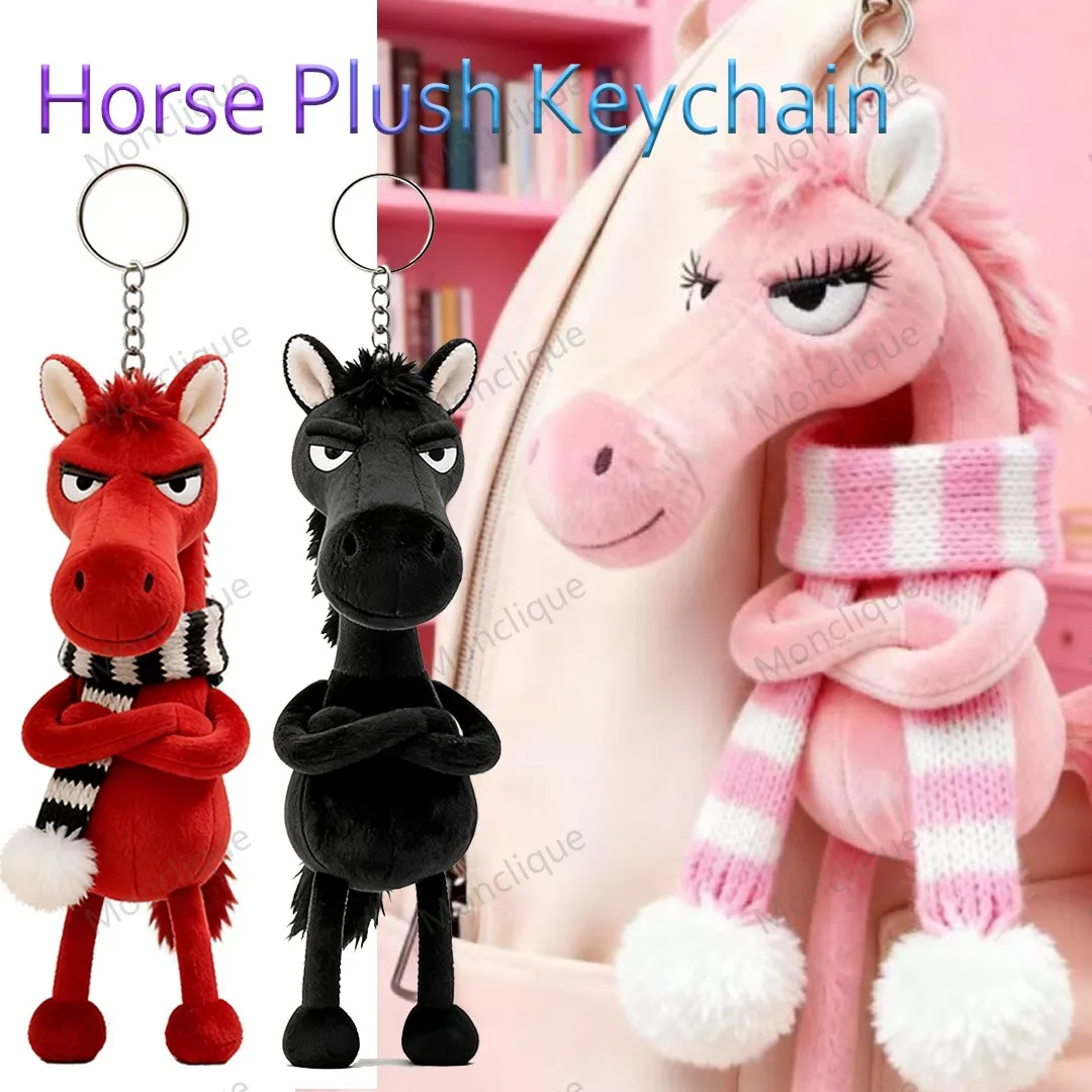 Cute Horse Keychain Plush Toys Backpack Pendant Decoration Year of The Horse Plush Best Toy New Year's Gifts for Boys and Girls