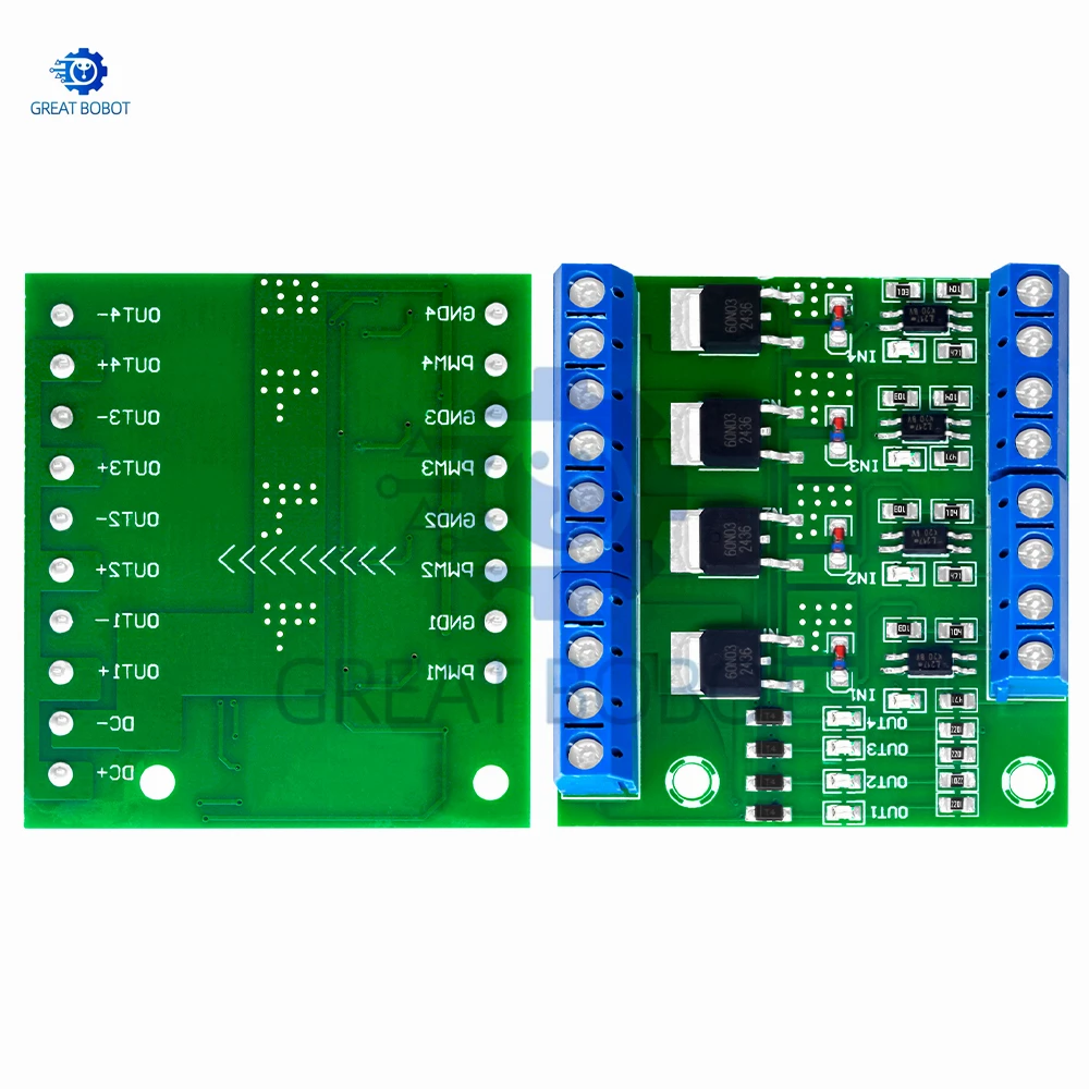 MOSFET 4-Channel Pulse-Triggered Switch Controller Board PWM Optocoupler Isolation Motor LED Lighting DC5V-20V