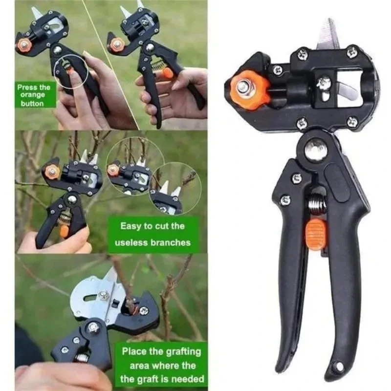 2 In 1 Garden Tools Multi-Function Grafting Machine Fruit Tree Grafting Knife Seedling Tools Pruning Pruner Kit 1pc