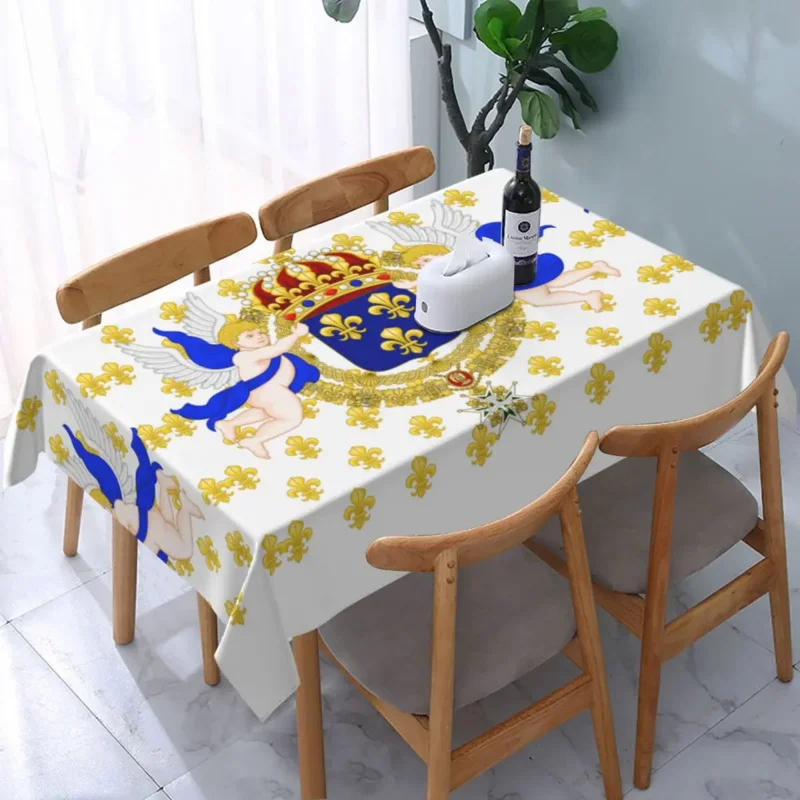 

Rectangular Tablecloth Tablecloth Fit 45"-50" Elastic Edge Table Cloth French Coat of Arms Table Covers