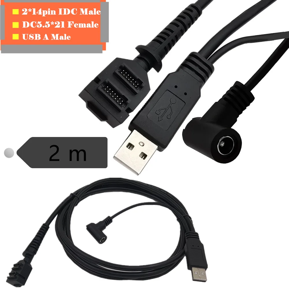 

Двойной 14-контактный IDC DC5, 5*2,1 мм разъем usb 2,0 AM Для линии сканера Verifone