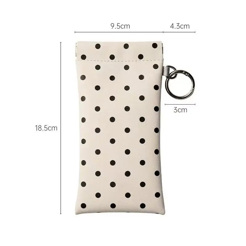 Polka Dot Lightweight Auto-Close Soft Eyewear Pouch Keyring