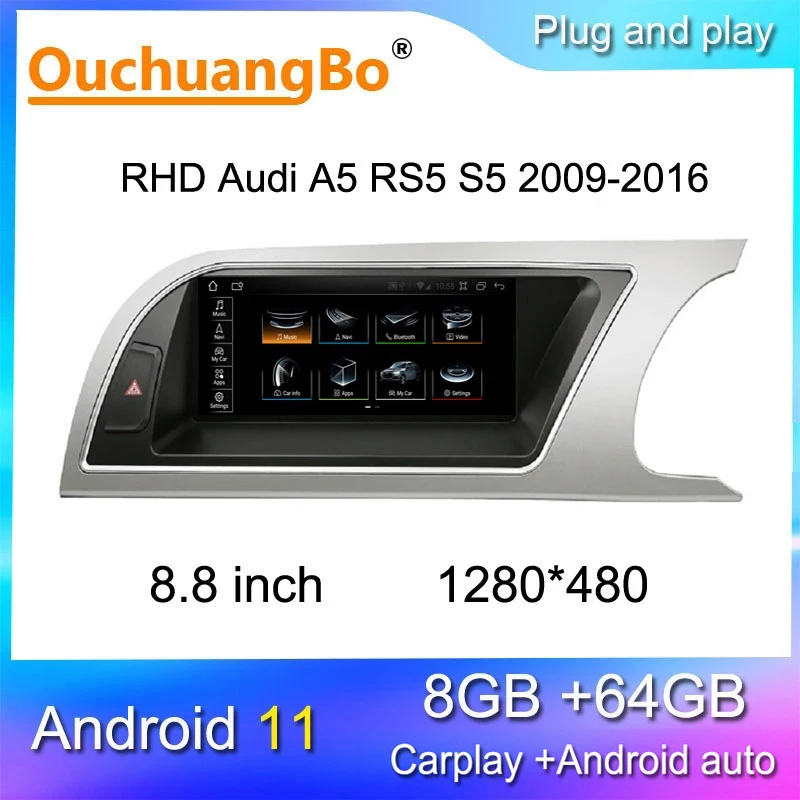 Ouchuangbo мультимедийная система для Audi A5 RS5 S5 Android 11 8 8-2009 + 64 ГБ | Автомобили и