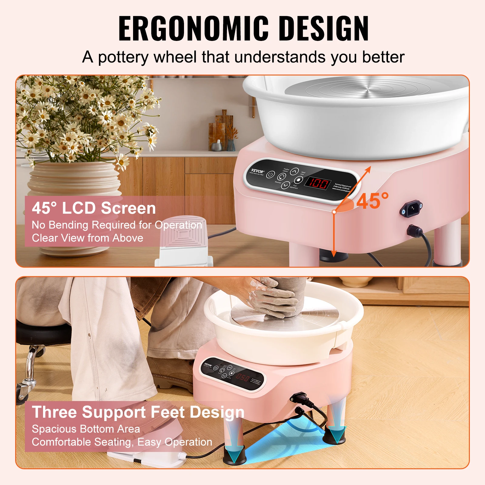 Electric Pottery Wheel Machine with Foot Pedal for Ceramic Creation