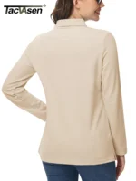 TACVASEN 3-Button Long Sleeve Polos Womens Cotton V-Neck Hiking Golf Tops Breathable Outdoor Sports Collared Pullover Tee Shirts - Image 3